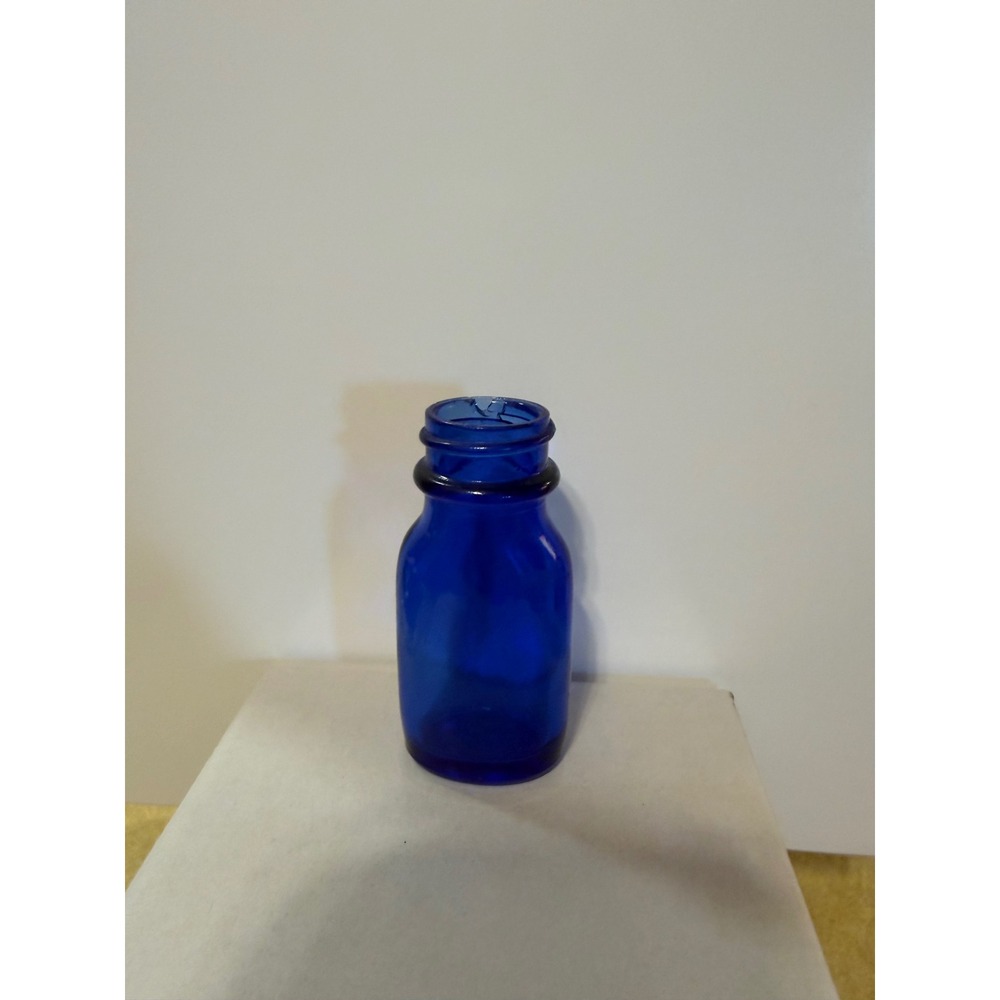 Vintage Cobalt Blue Glass Apothecary Bottle 3 Inch Decorative Small Jar